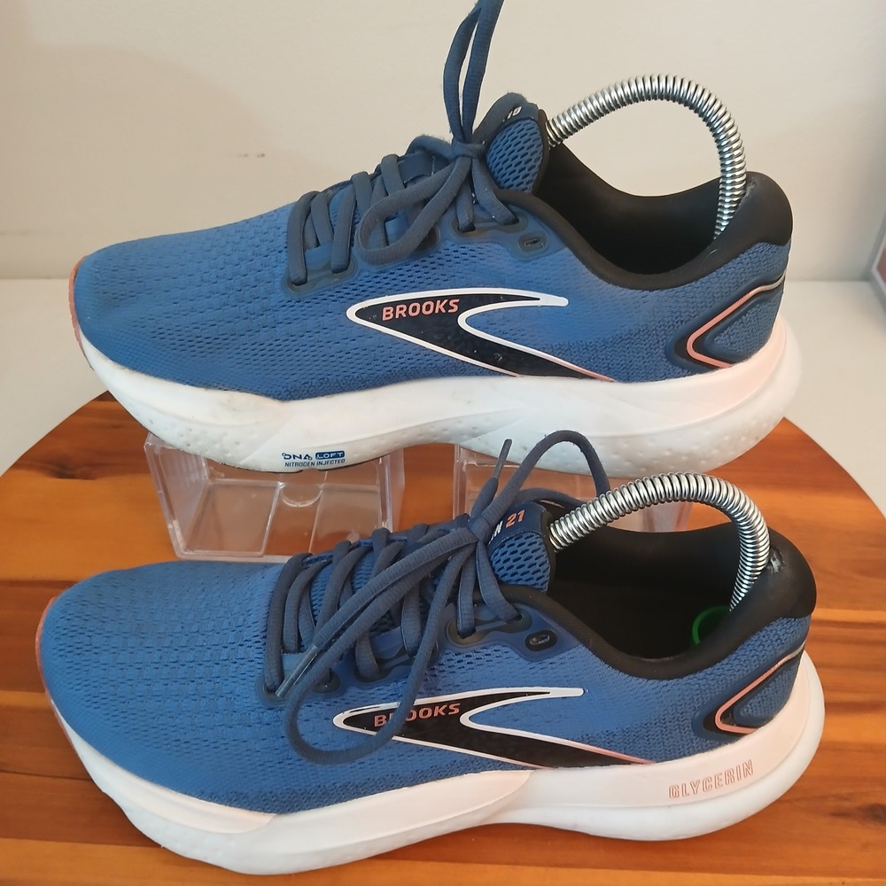 Brooks Glycerin 21 Womens 9 Blue Athletic Running Shoes Sneakers 1204081B496